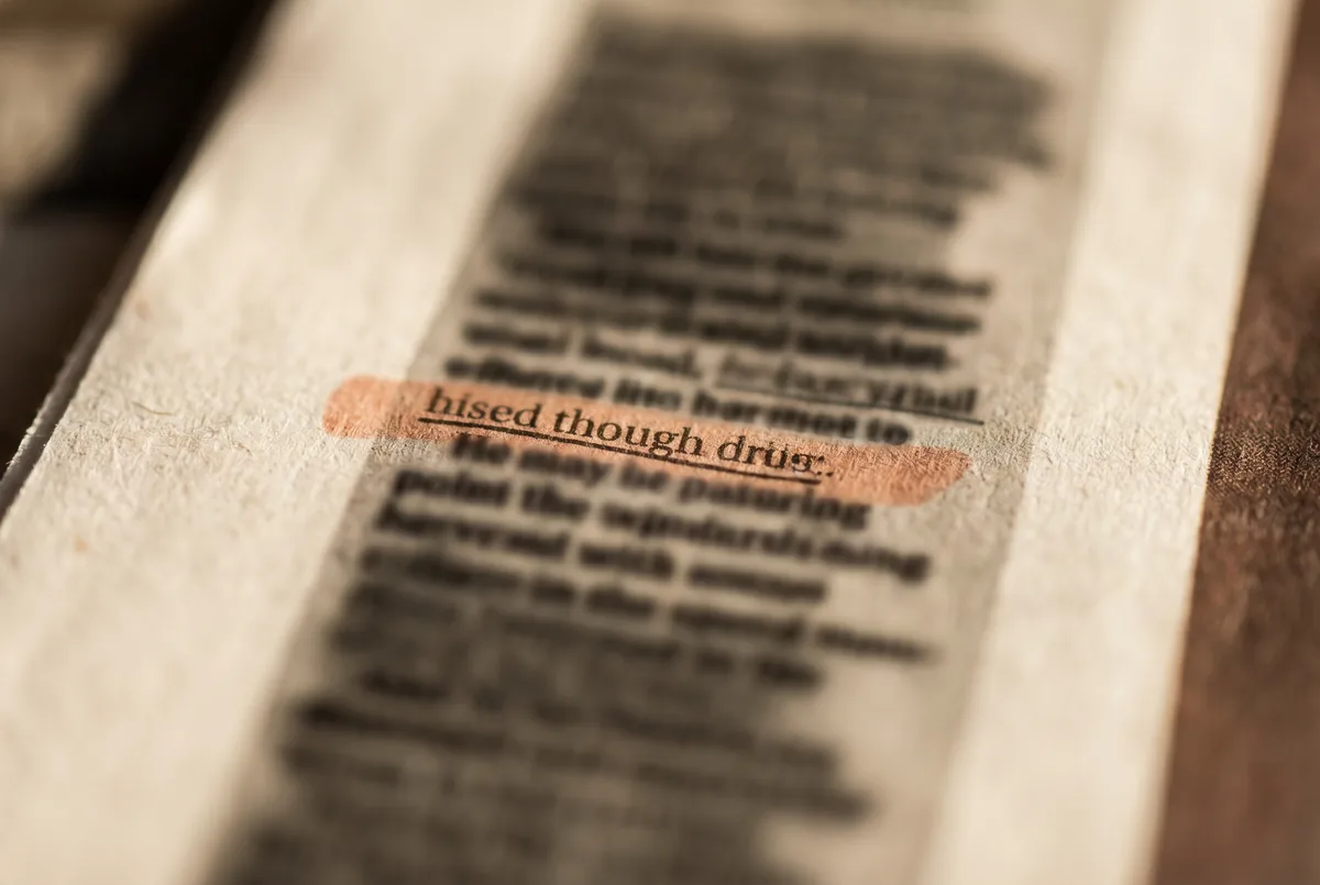 A phrase highlighted inside a newspaper column marking a contextual link